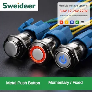 Công tắc nút nhấn chống nước có đèn vòng tròn tạm thời 19mm Công tắc khởi động chống nước 2NO2NC Công tắc bật tắt động cơ ô tô - Product Image 6