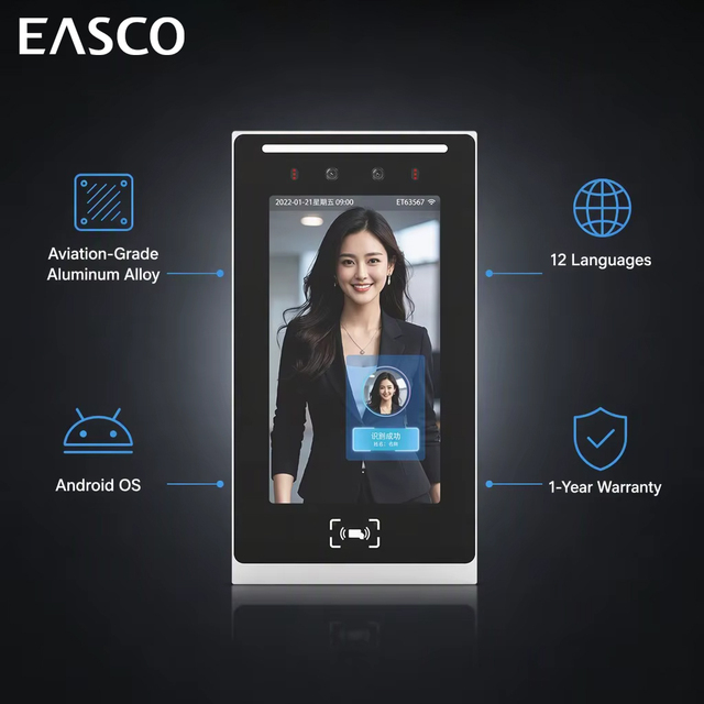 Easco 12 Languages Android 7 Inch Aluminum Alloy Face Recognition Biometric Access Control Device with 1 Year Warranty