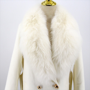 QIUCHEN- QC22018 2022 autunno inverno moda <span class=keywords><strong>donna</strong></span> di lusso <span class=keywords><strong>Trench</strong></span> lungo in Cashmere con cappotto di lana con collo in vera pelliccia di volpe - Product Image 5