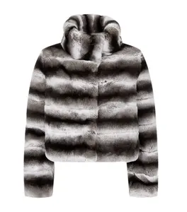 YR763 Rex Rabbit Chinchilla dyed Fur Garment Lux fur jacket