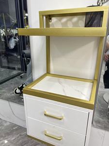 Modern Gold Wall Mounted Salon Furniture Hair Salon Stations Equipment With <b>Tool</b> <b>Storage</b> <b>Cabinet</b> for Barber Shop - Product Image 5