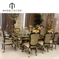Meubles de villa de luxe, chaises de salle à manger de style royal classique, ensemble de table en bois massif 8 places