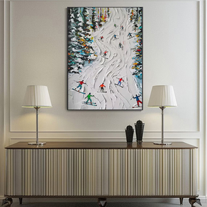 En gros Personnalisé À La Main Grande Toile Décoration Murale Belle <span class=keywords><strong>Ski</strong></span> Sport Huile Paysage Art Affiche Maison Peintures Décoratives - Product Image 4