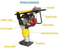 Compacteur à percussion pour terrassement en aluminium avec moteur à essence pour la construction routière, haute efficacité