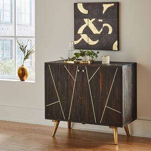 ตู้เก็บของไม้สไตล์อิตาเลียนสมัยใหม่ 2 ประตู ฐานโลหะ สำหรับตกแต่งบ้าน - Product Image 5