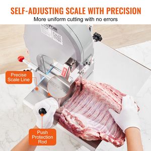 Commercial 1100W Electric Stainless Steel Countertop Bandsaw 19.3\" X 15\" Workbeach <b>Meat</b> <b>Processing</b> <b>Machine</b> 0.16-7.9 Inch - Product Image 4
