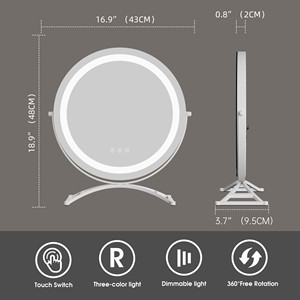 Chất lượng cao thông minh cảm ứng đen trắng <span class=keywords><strong>Rose</strong></span> <span class=keywords><strong>Gold</strong></span> Vòng mỹ phẩm Tabletop trang điểm bảng Vanity gương với đèn LED - Product Image 5
