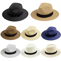 Chapeau Fedora en paille Panama à large bord SOLPOP pour homme, idéal pour l'été et la plage, avec option de ruban personnalisé, taille adulte 56-58CM