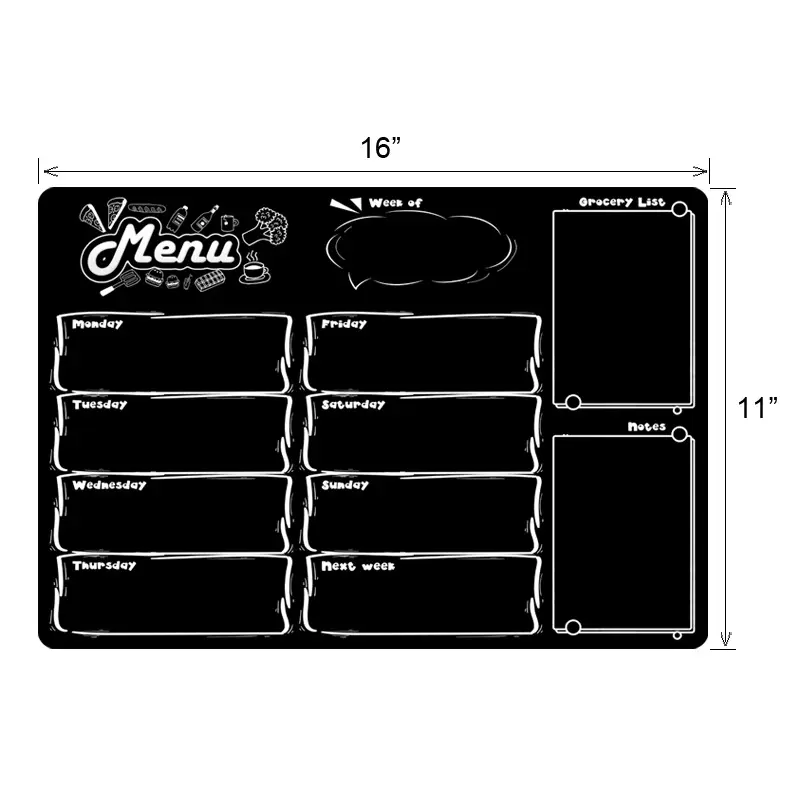 Magnetic Refrigerator Whiteboard Weekly Menu Meal Planner Grocery Shopping List Dry Erase Board for Kitchen Fridge Magnet