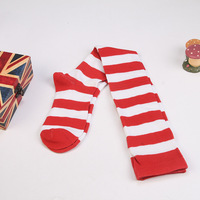 Chaussettes rayées de style japonais pour femmes Chaussettes longues en tricot sexy pour cosplay à usage quotidien Taille unique