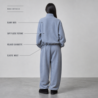 Ensemble de survêtement unisexe en polaire, pull demi-zip avec poche kangourou, pantalon de jogging décontracté, bleu, athleisure, personnalisable, OEM, vente en gros