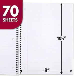 Custom Spiral Notebooks 24 Pack 1-Subject Wide Ruled 70 <b>Sheets</b> 7.5" X 10.5" Assorted Colors Portable Paper for School Office - Product Image 3