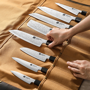 새로운 8 슬롯 캔버스 요리사 칼 롤 백 보관 파우치 사용자 정의 선물 상자 - Product Image 2