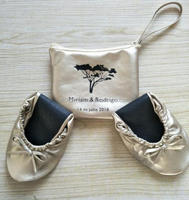 Joli cadeau, chaussures pliables noires, ballerines personnalisées pour mariage, plates, légères, doublure en tissu de coton, fermeture à enfiler, été, nœud