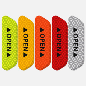 Reflective Open <b>Sticker</b> 9x3 Adhesive Silicone Car Door Safety Warning Decal <b>Yellow</b> Red Blue White - Product Image 2