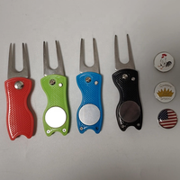 Outil de réparation de divots de golf rétractable en alliage d'aluminium et acier inoxydable, marqueur de balle magnétique, option logo personnalisé, 10 couleurs, vente en gros