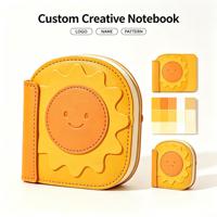 Carnet en cuir PU personnalisé en forme de soleil souriant, couverture créative de dessin animé, journal avec logo personnalisé, carnet en cuir PU OEM ODM