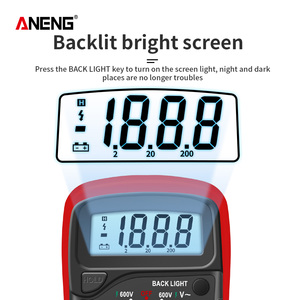 Multímetro Digital <span class=keywords><strong>ANENG</strong></span> AN8205C, <span class=keywords><strong>Amperímetro</strong></span> AC/DC, Voltímetro, Ohmímetro, Termopar, Pantalla LCD Retroiluminada, Portátil, 4 Dígitos, 10A, 600V, Bajo Consumo - Product Image 2