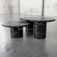Table basse en marbre du designer Nero Marquina Meubles en pierre noire faits à la main sur mesure