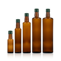 Botellas Redondas de Vidrio Ámbar Vacías para Aceite de Oliva, de Grado Alimenticio, Personalizadas, de 100 ml, 250 ml, 500 ml, 750 ml y 1000 ml, con Tapa de Plástico, al por Mayor