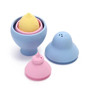 Lohas New Product Ideas 2024 Custom Toddlers Silicone Water Shower Spray Bubble Toy Set Silicone Baby Bath Bubble Toy For Kids