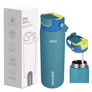 Bouteille d'eau personnalisée avec couvercle <span class=keywords><strong>2</strong></span> en <span class=keywords><strong>1</strong></span> Bouteille d'eau de sport de 24oz 32oz à double paroi en acier inoxydable pour salle de sport Everich - Product Image 1