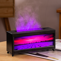 Diffuseur d'arômes à flamme simulée Humidificateur évaporatif avec motif lavande