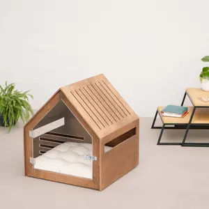 Maison moderne pour chien et chat avec porte en acrylique, lit pour chien, lit pour chat, mobilier d'intérieur pour animaux de compagnie