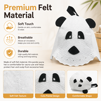 Gorro de Sauna de Fieltro con Diseño de Panda, Protección Contra el Calor, Transpirable, para Spa y Baño de Vapor, OEM, ODM, Venta al Por Mayor