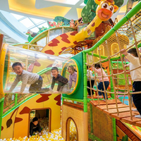 Equipo de Juegos Interior con Temática de Jungla y Safari, con Torre de Jirafa Grande y Tobogán en Espiral para Niños en Centros Comerciales