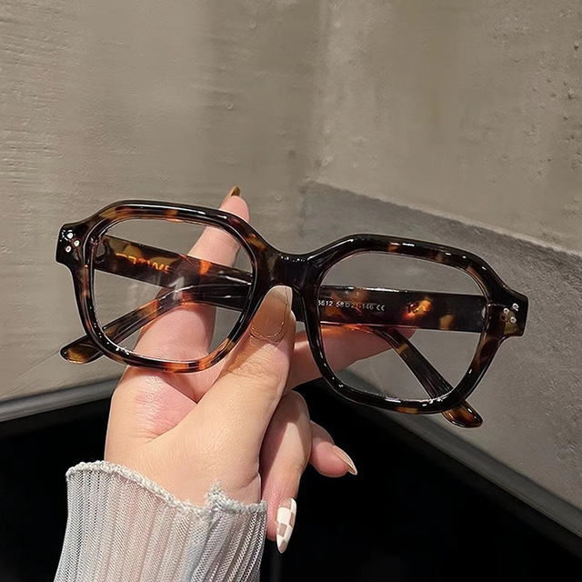 New Style Vintage Big Frame Anti-blue Light Glasses Artistic Square Design Geometric Pattern Polygon Design Full-Rim Metal