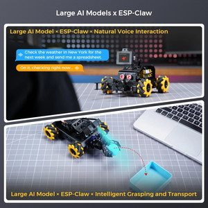 รถหุ่นยนต์ miniAuto Pro ESP32 AI พร้อมโมดูล ESP32-P4C5 LLM, แขนหุ่นยนต์ 2DOF, ระบบขับเคลื่อนรอบทิศทาง และรองรับ Python, <span class=keywords><strong>Arduino</strong></span>, Scratch - Product Image 4
