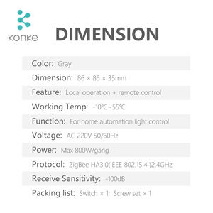Eliges KONKE luz interruptor de Control remoto <span class=keywords><strong>Chopin</strong></span> series interruptor de pared Zigbee de para casa inteligente de automatización - Product Image 6