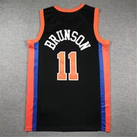 Baju kaus basket pria bordir kualitas terbaik, baju olahraga basket pria baru 11 Jalen Brunson Biru AS Amerika baru