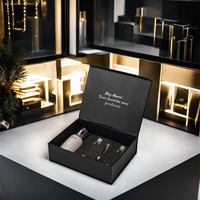 Boîtes cadeaux pliables de luxe A4 noir profond avec rabat magnétique, emballage en carton ondulé pour bijoux, chocolats, sous-vêtements, avec gaufrage de logo, vente en gros