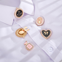 Boutons décoratifs pour vêtements féminins, boutons de manchette, style chic, perles, lettres, boutons de col de chemise, accessoires vestimentaires