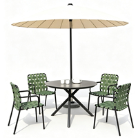 Ensemble de salle à manger d'extérieur en aluminium et sangles tressées en oléfine, résistant à l'eau et aux UV, pour patio, jardin, balcon, table et chaises de bistrot