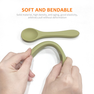 BPA FREE Silicone bé Flatware Set 2 cái Toddler giai đoạn đầu tiên ăn đồ dùng đào tạo muỗng nĩa 6 tháng + Bát thực phẩm - Product Image 3