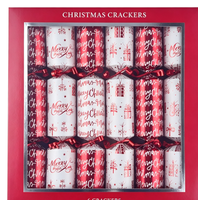 Boîte cadeau de Noël à fenêtre avec crackers de Noël imprimés blancs et rouges, décoration de table de Noël