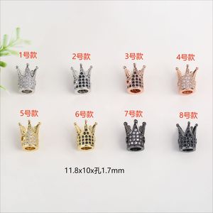 Crown Spacer Beads Zircon Inlaid 18K Gold <b>Copper</b> Jewelry Findings DIY <b>Bracelet</b> Necklace Accessories - Product Image 2