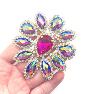 Parches de diamantes ostentosos para coser con piedra de resina rosa fuerte hechos a mano, apliques de Metal, diamantes de imitación para ropa de sastre y creaciones de <span class=keywords><strong>sombreros</strong></span> - Product Image 3