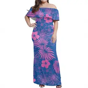 Party Dresses Women Polynesian Tribal Clothing Purple Hibiscus Palm Leaves Print Customize Fotos De Mujeres En Minifaldas Cortas