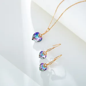 A00725065 XUPING Jewelry Exquisite Colorful Diamond Heart Style Fine Jewelry Jewelry Sets pour femmes