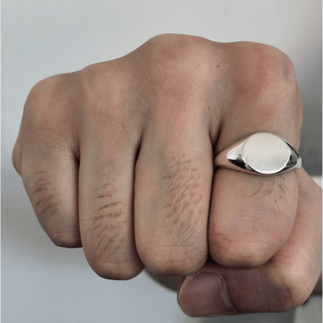Fine Jewelry Wholesales Vintage Rhodium Plated 925 Silver Engraveable Signet Ring for Men and Ladies