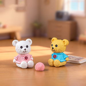 ミニチュアテディベア フィギュア 置物 プラスチック製 ドールハウス ガーデニング インテリア雑貨 - Product Image 4