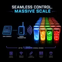 Gobelets LED synchronisés DMX 512, articles lumineux personnalisables avec logo, souvenirs de fête pour événements sportifs 2026, idéaux pour les fans de football et les stades.