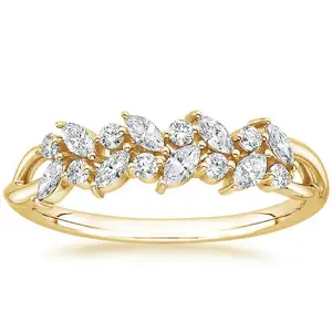 AAA Gems Drop Shipping Wedding Band PT950 14K/18K Joyas de oro amarillo D Color Moissanite Eternity Band Anillos