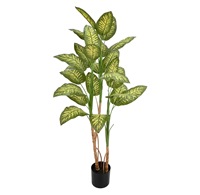 Arbre artificiel en canne de Dumb Cane de 150 cm (5 pieds) de haut, plante réaliste en plastique Dieffenbachia, écologique, pour la décoration du salon, du bureau et de la maison