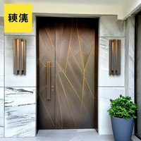 Porte d'entrée de villa à double battant en aluminium moulé de Zhejiang, anti-effraction, pour appartement et maison individuelle, design minimaliste, personnalisable
