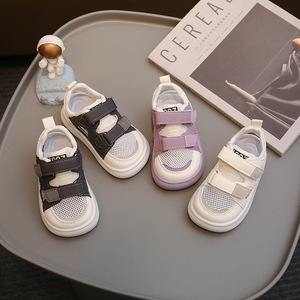 Fashion Summer Baby Walking Style <b>Shoes</b> Outdoor <b>Beach</b> Kids' Sport <b>Shoes</b> Solid Color Non-slip Mesh Artificial Leather flat Sandal - Product Image 2